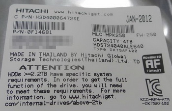 Hitachi HDD model Deskstar 7K4000